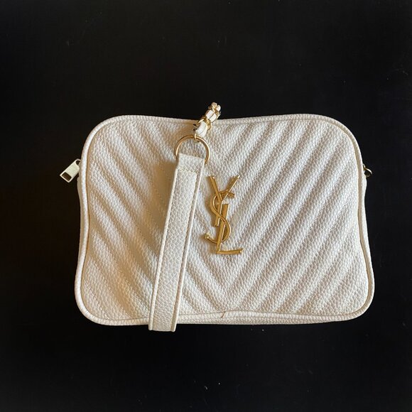 Saint Laurent Mini Lou Camera Grain De Poudre Matelasse Ivory Shoulder Bag - Picture 11 of 16